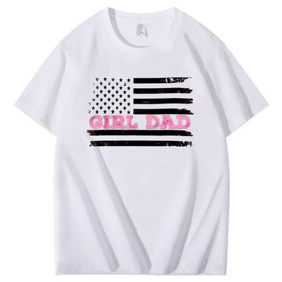 Girl Dad Pattern Print 100%Cotton T-Shirt