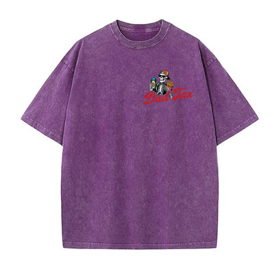 Dad Tax Washed And Distressed Pattern Crew Neck T-Shirt