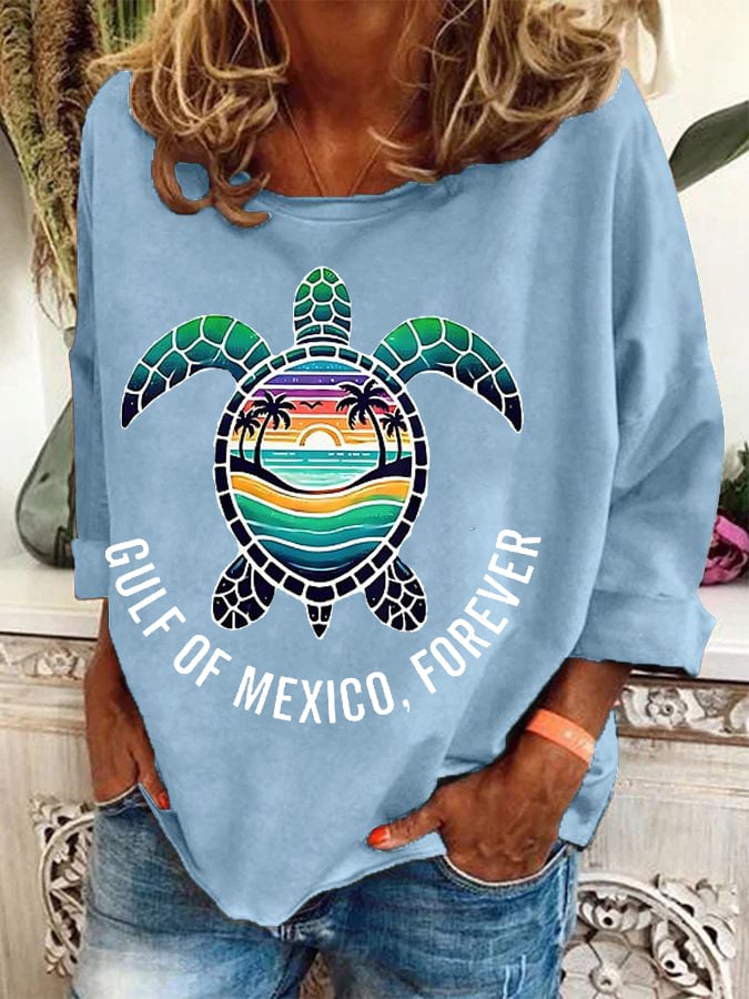 Women's Gulf Of Mexico Forever Sea Turtle Long-Sleeve Top