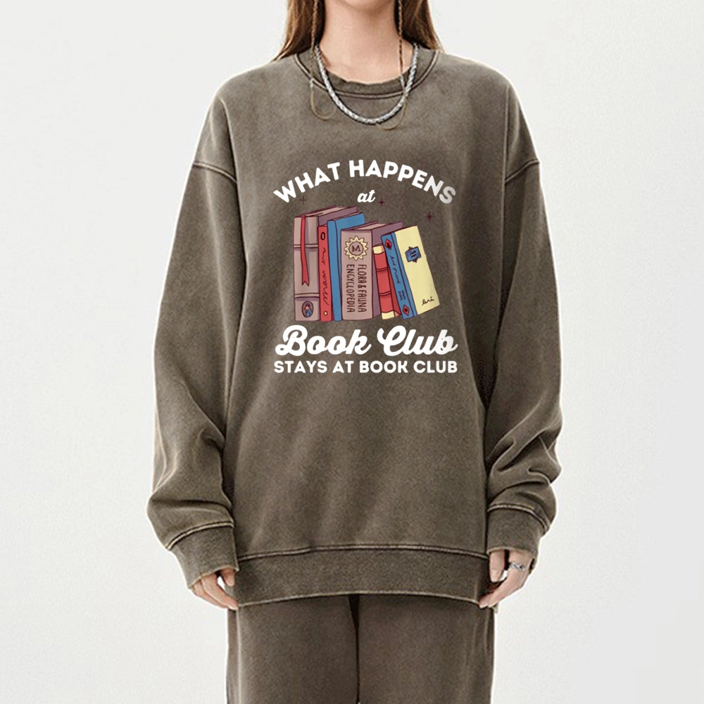 Stays At Book Club Book Unisex Washed Sweatshirt