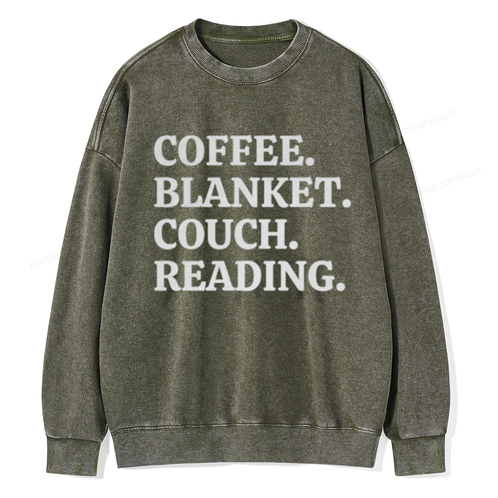 Coffee Blanket Couch Reading Unisex Washed Sweatshirt