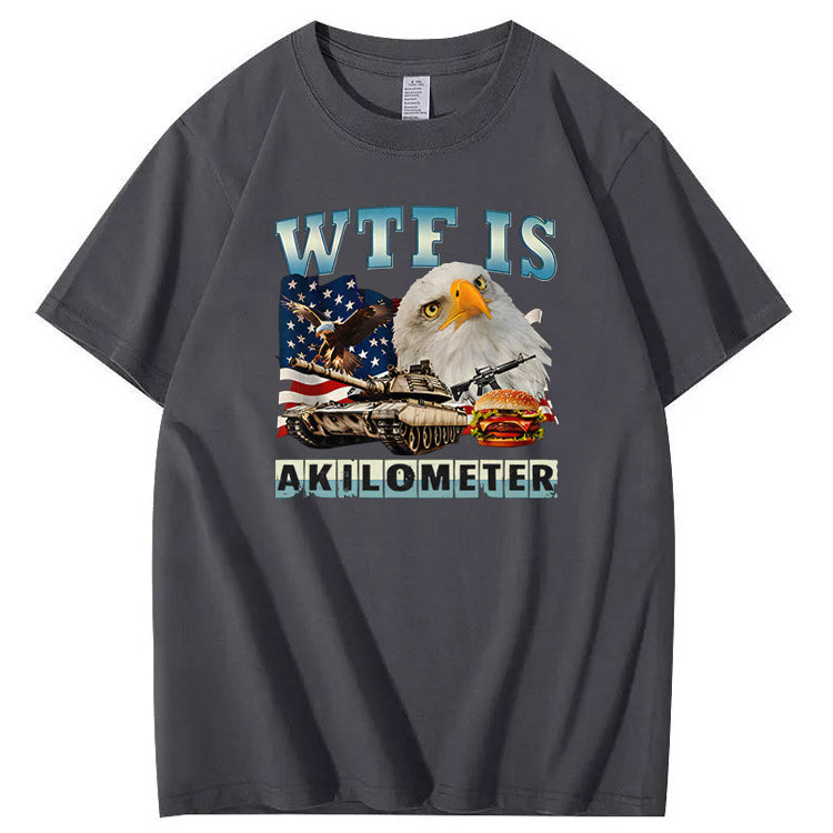 Wtf Is Akilometer American Flag Pattern Print Cotton T-Shirt