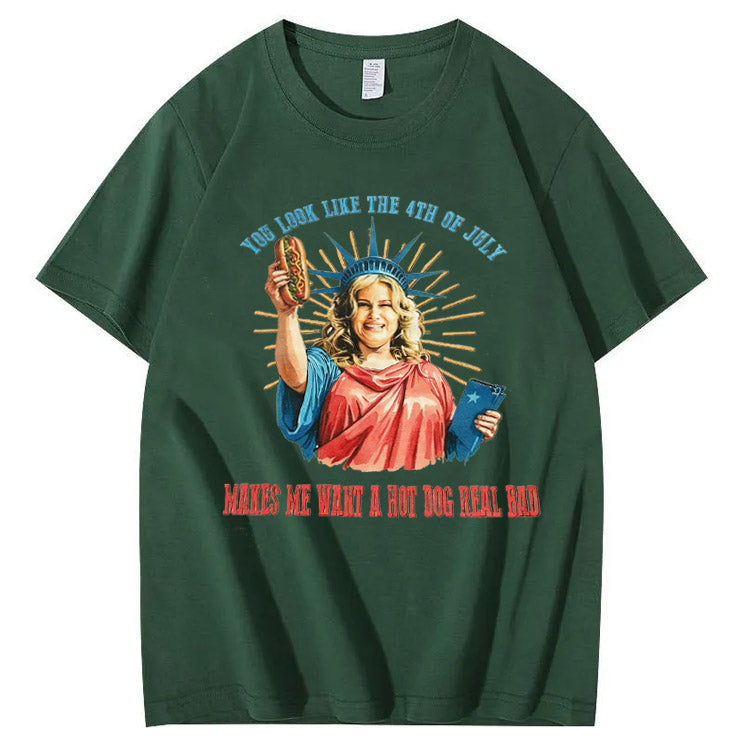 Makes Me Want A Hot Dog Real Bad Pattern Print T-Shirt