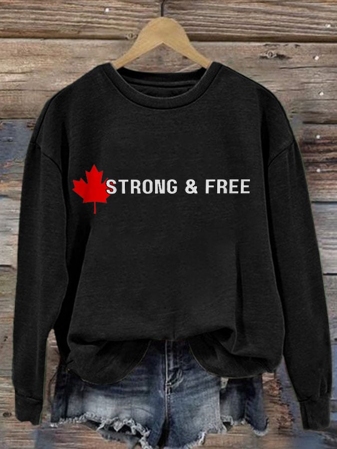 Women'S Canada Strong And Free Print Sweatshirt