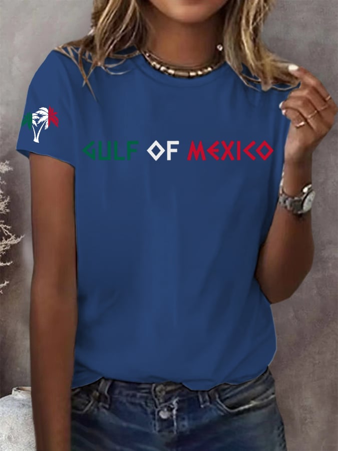 Women's Gulf Of Mexico Print Round Neck T-Shirt