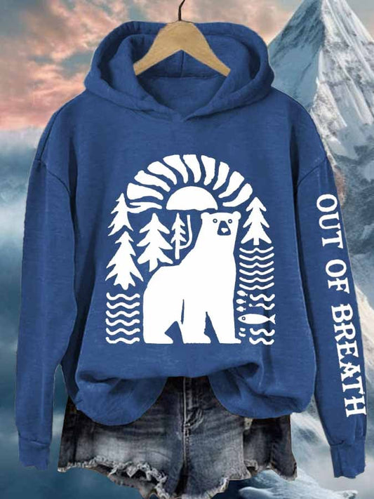 Women's Retro Out Of Breath Hiking Printed Hoodie