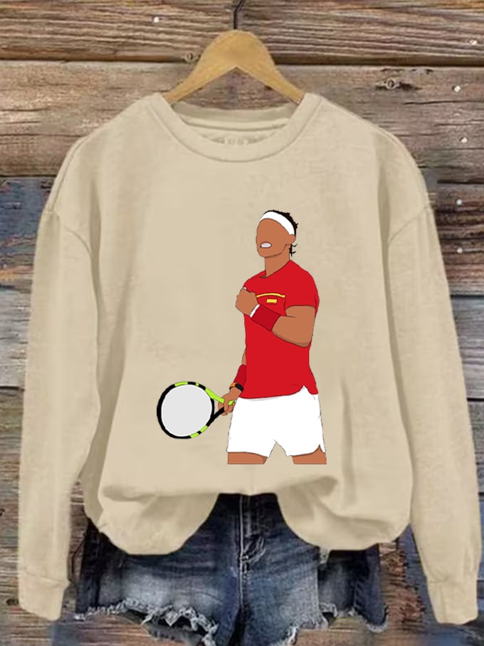 Women's Tennis Legend Rafa Print Crew Neck Sweatshirt