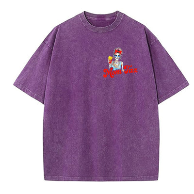 Mom Tax Washed And Distressed Pattern Crew Neck T-Shirt