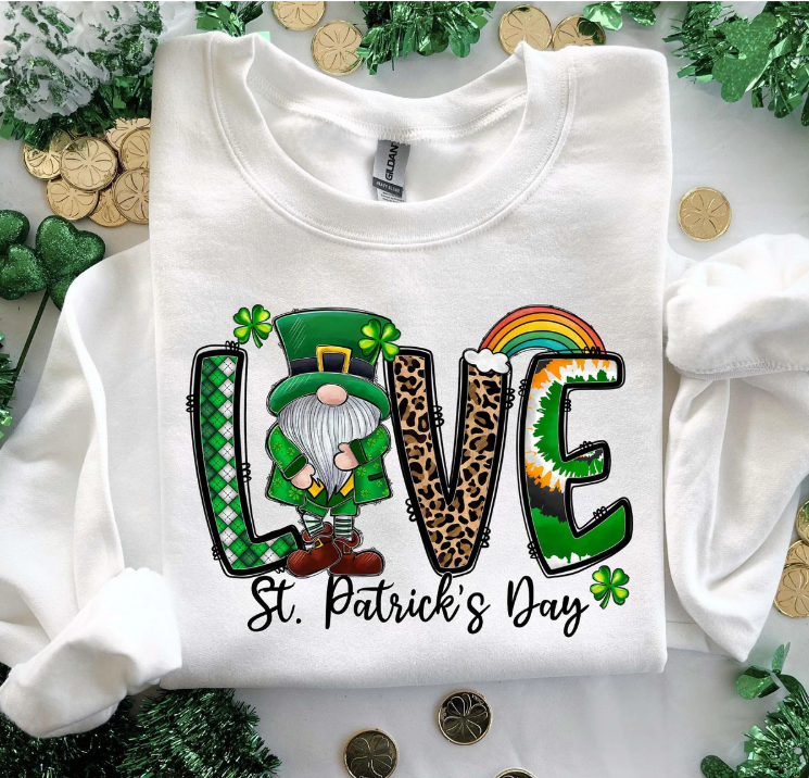 Love Gnome St. Patrick's Day Sweatshirt-St. Patrick's Day Love Hoodie, Lucky Day Sweatshirt