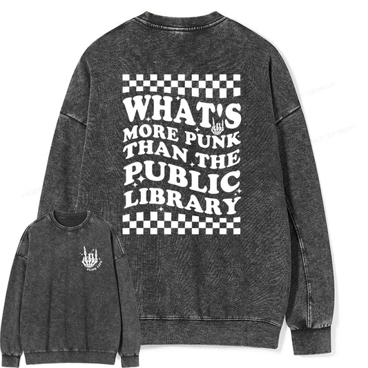 punk the public library Unisex Washed Sweatshirt