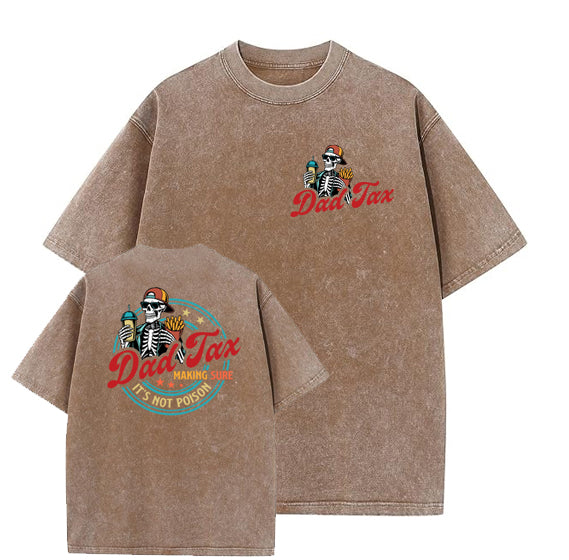 Dad Tax Washed And Distressed Pattern Crew Neck T-Shirt