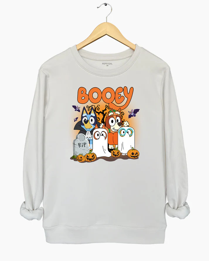 Bluey Booey Family Trick Or Treat Cute Halloween Crop Sweatshirt