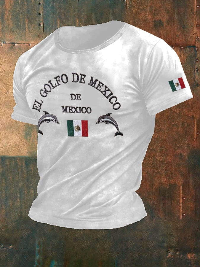 Men'S Retro Gulf Of Mexico Printed Casual Crew Neck T-Shirt