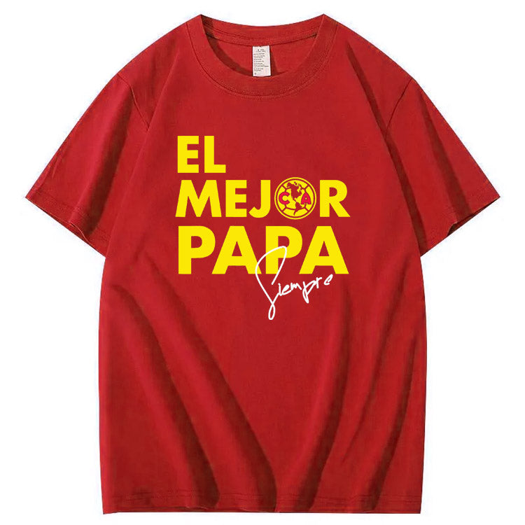 El Mejor Papa Siempre Pattern Print 100%Cotton T-Shirt