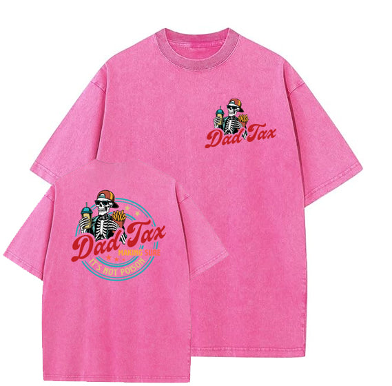 Dad Tax Washed And Distressed Pattern Crew Neck T-Shirt