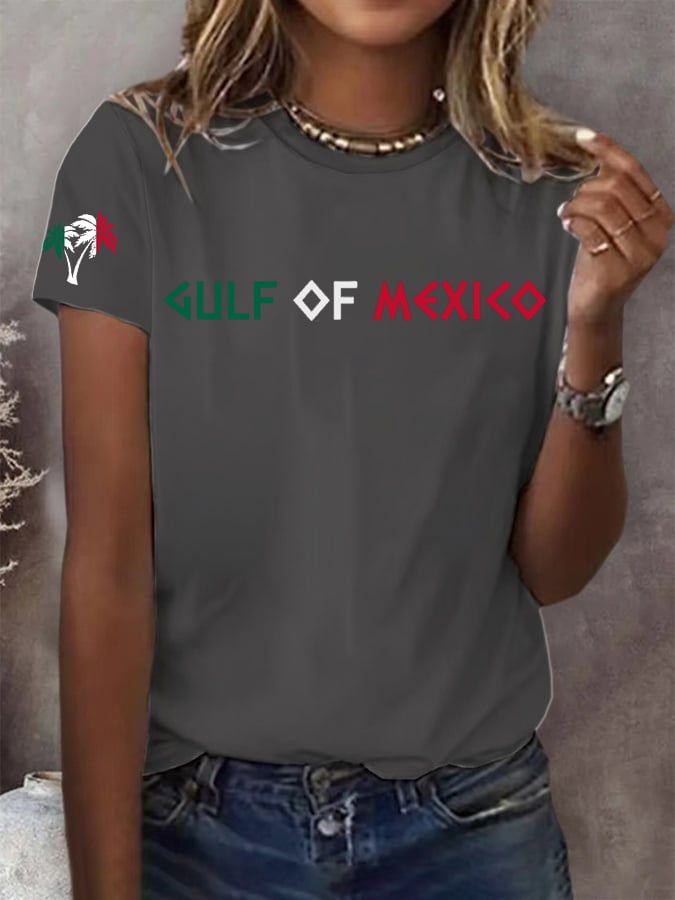 Women's Gulf Of Mexico Print Round Neck T-Shirt