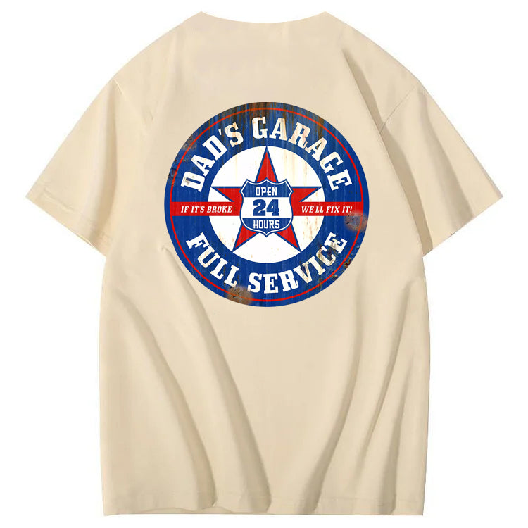 Dad's Garage Full Service If It's Broke We'll Fix It Printed Men's T-shirt