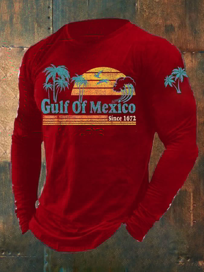 Men's Gulf Of Mexico Print Long Sleeve Top
