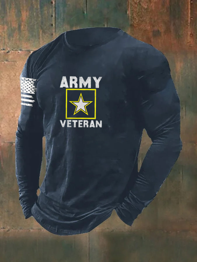 Men's Army Veteran  Pattern Long Sleeve T-Shirt