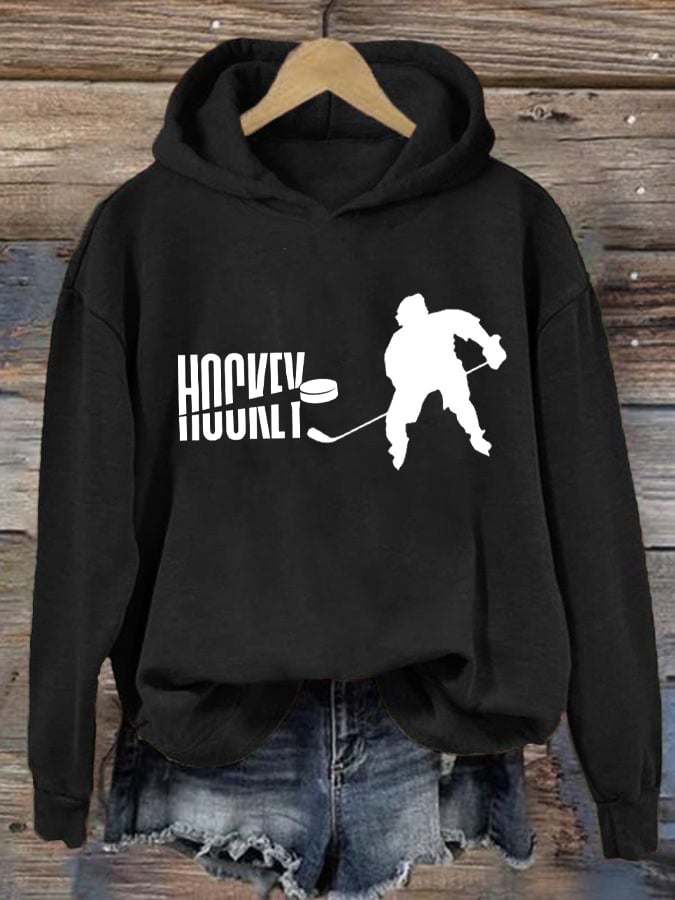 Women's Ice Hockey Printed Casual Crew Neck Sweatshirt