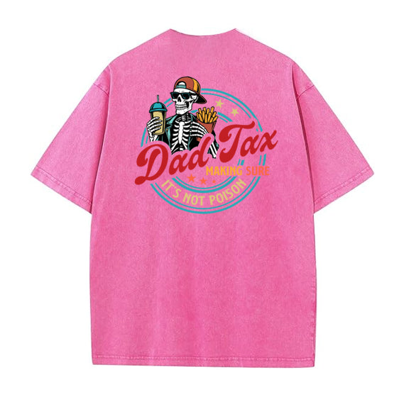 Dad Tax Washed And Distressed Pattern Crew Neck T-Shirt