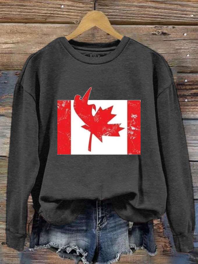 Women's Funny Canada Flag Printed Sweatshirt