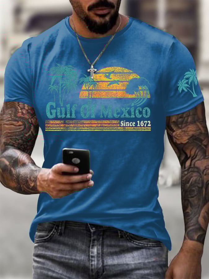 Men's Gulf Of Mexico Printed Round Neck T-Shirt
