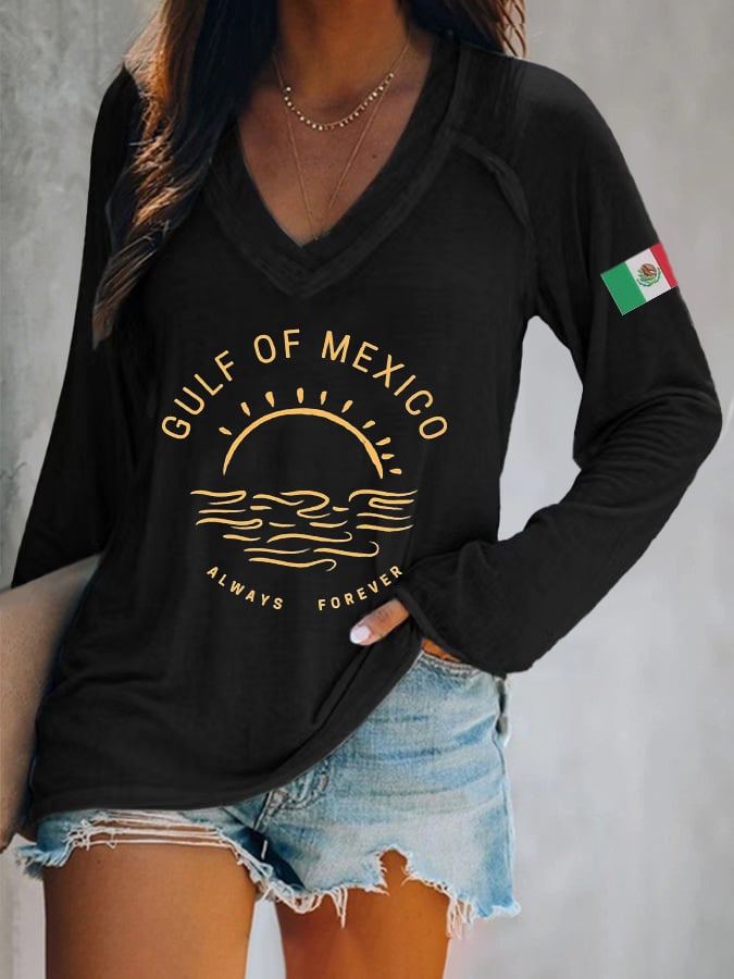 Women's Never Forget The Gulf Of Mexico Printed Casual Long Sleeve T-Shirt