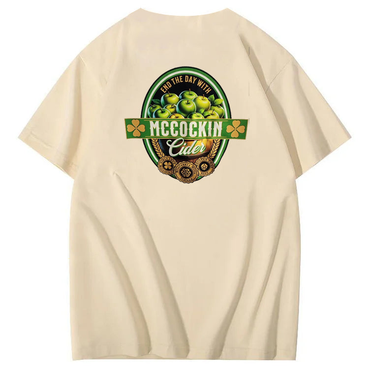 Mccuckin Cider Print Pattern Crew Neck T-Shirt