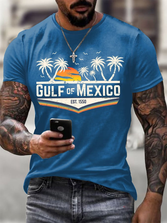 Men's Gulf Of Mexico Printed Round Neck T-Shirt
