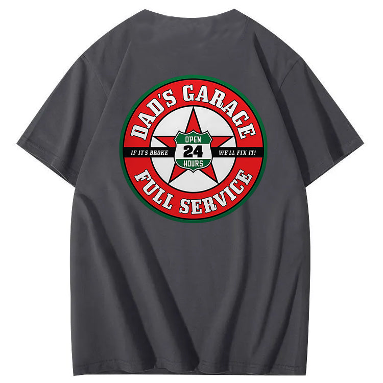Dad's Garage Full Service If It's Broke We'll Fix It Printed Men's T-shirt