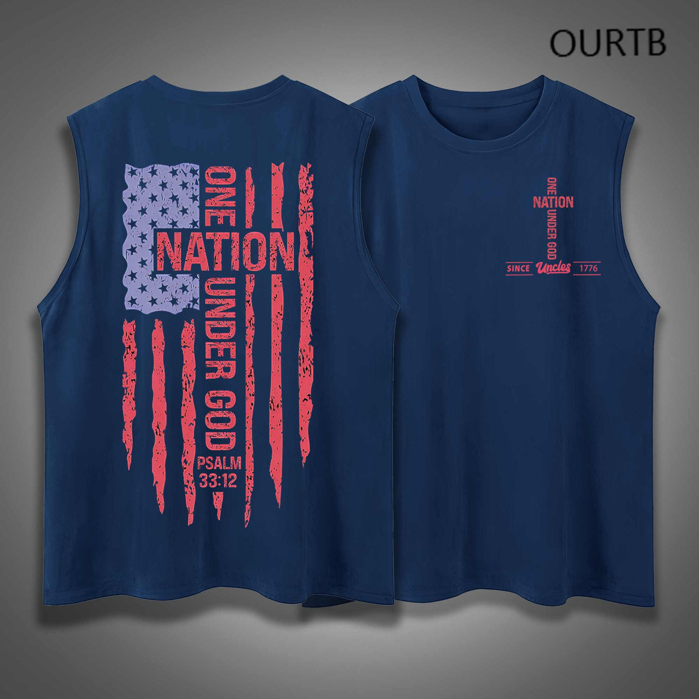 Uncle Since 1776 One Nation Under God USA Independence Day Funny Adult Discomfort Art Print Cotton Sleeveless Tank Tops