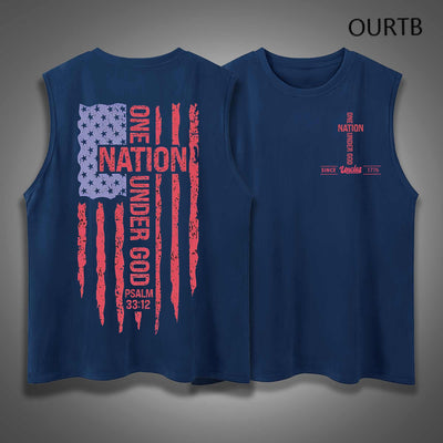 Uncle Since 1776 One Nation Under God USA Independence Day Funny Adult Discomfort Art Print Cotton Sleeveless Tank Tops