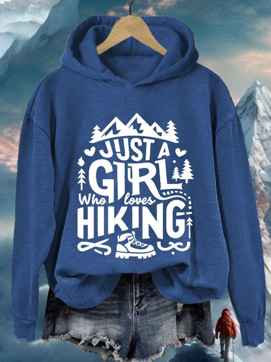 Women's Just A Girl Who Loves Hiking Print Casual Sweatshirt