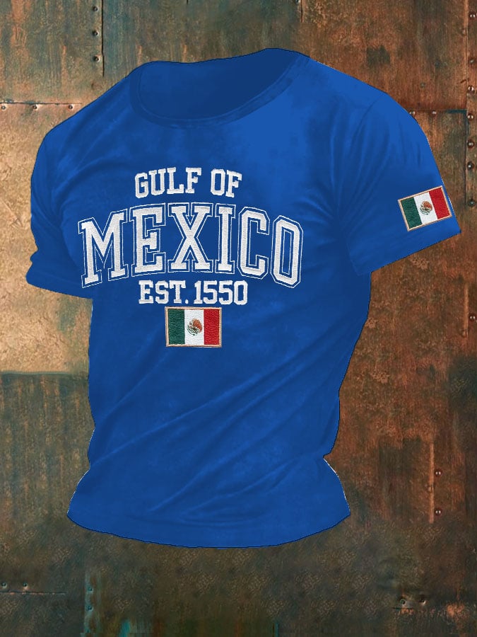 Men'S Retro Gulf Of Mexico Printed Casual Crew Neck T-Shirt