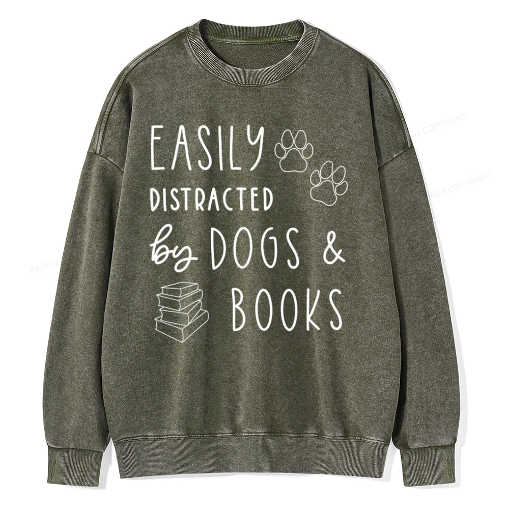 Dogs And Books Unisex Washed Sweatshirt