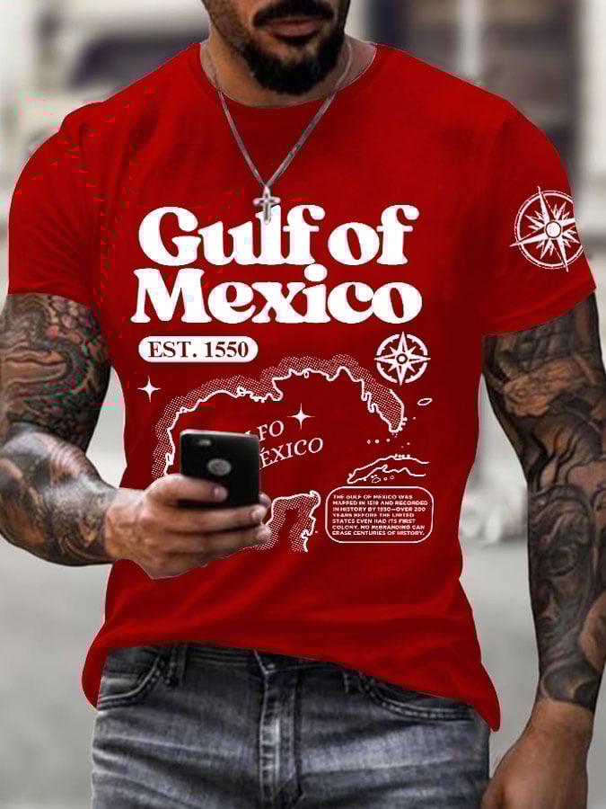 Men's Gulf Of Mexico Printed Round Neck T-Shirt