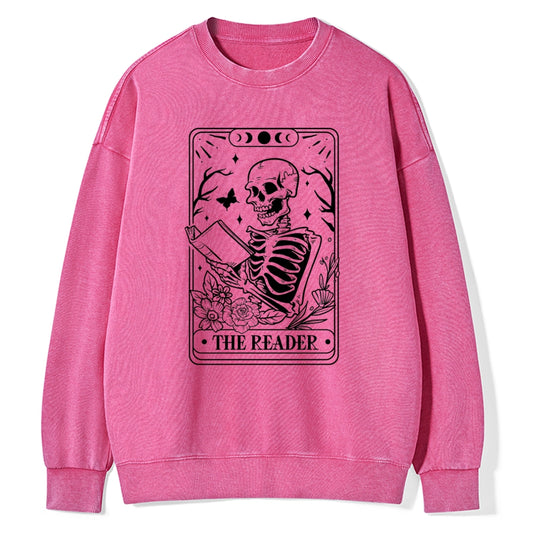 Halloween The Reader Tarot Card Unisex Washed Sweatshirt