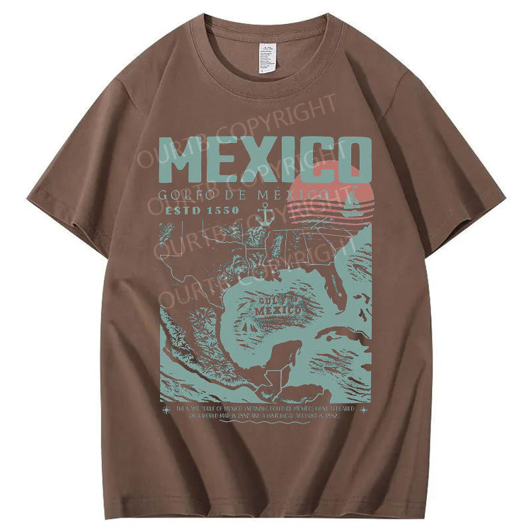 Mexico Pattern Print Crew Neck T-Shirt