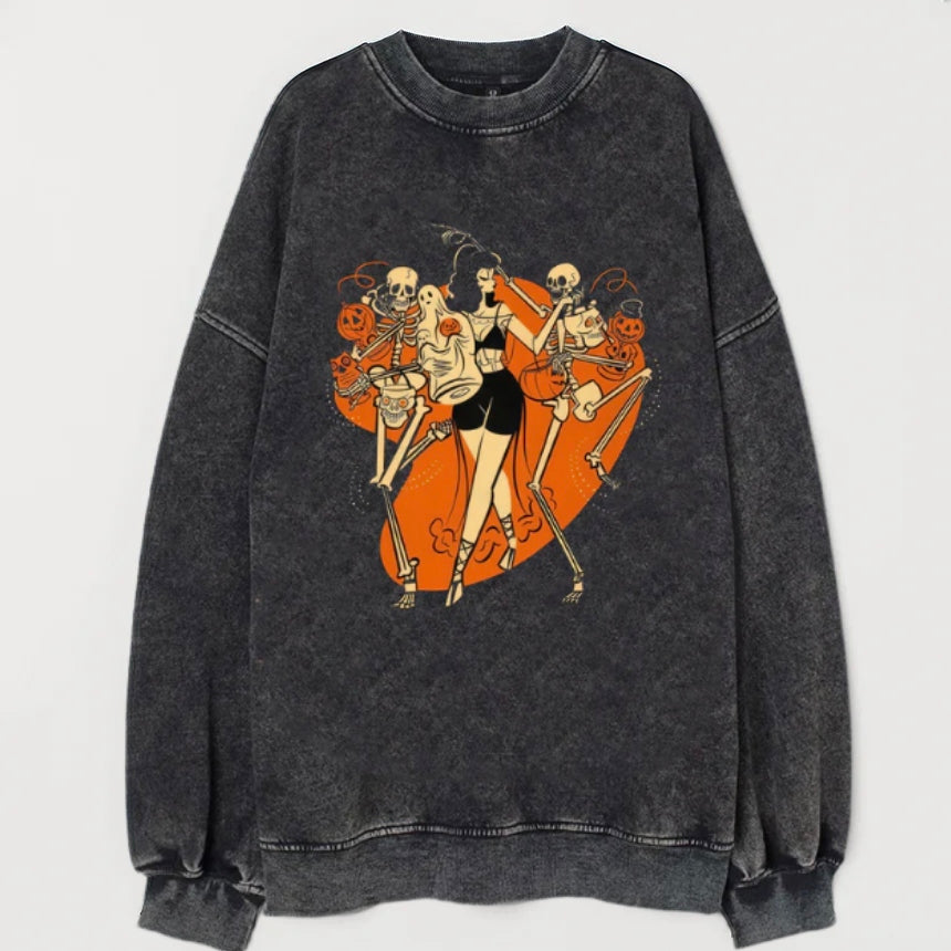 Spooky Halloween Pin up Girl Casual Sweatshirt