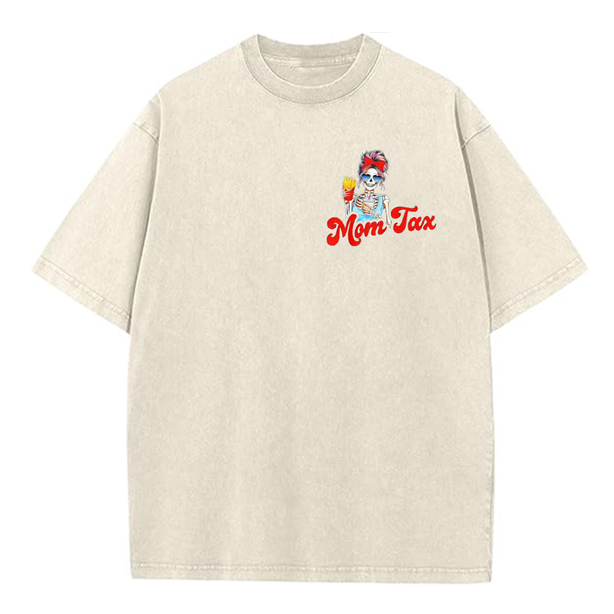 Mom Tax Washed And Distressed Pattern Crew Neck T-Shirt