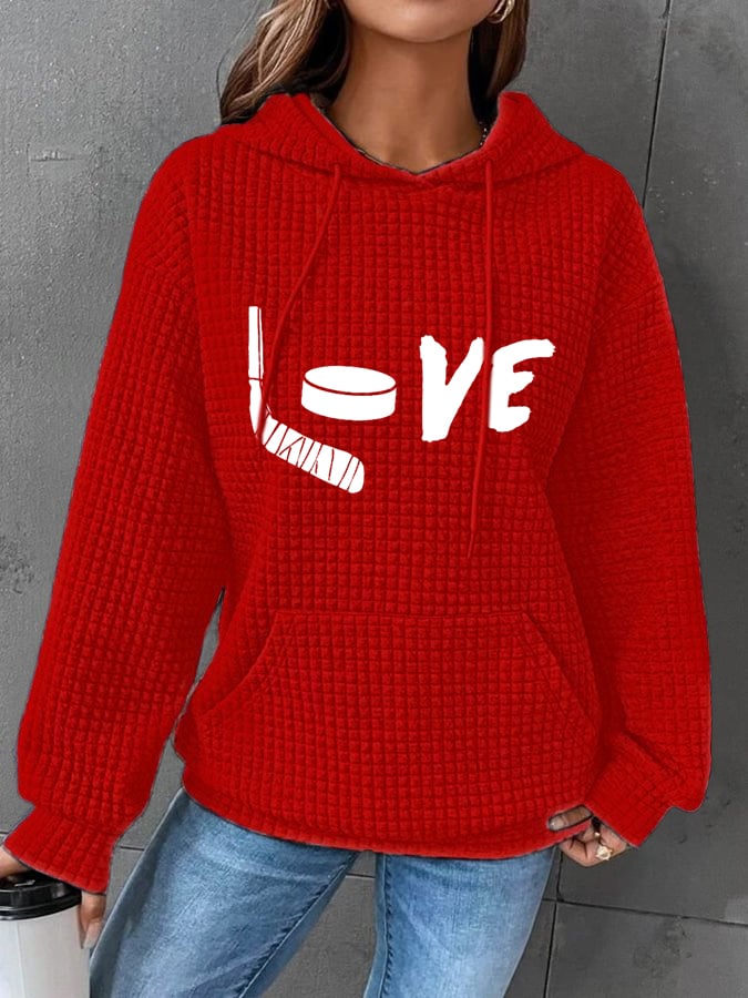 Women's Love Ice Hockey Print Casual Sweatshirt