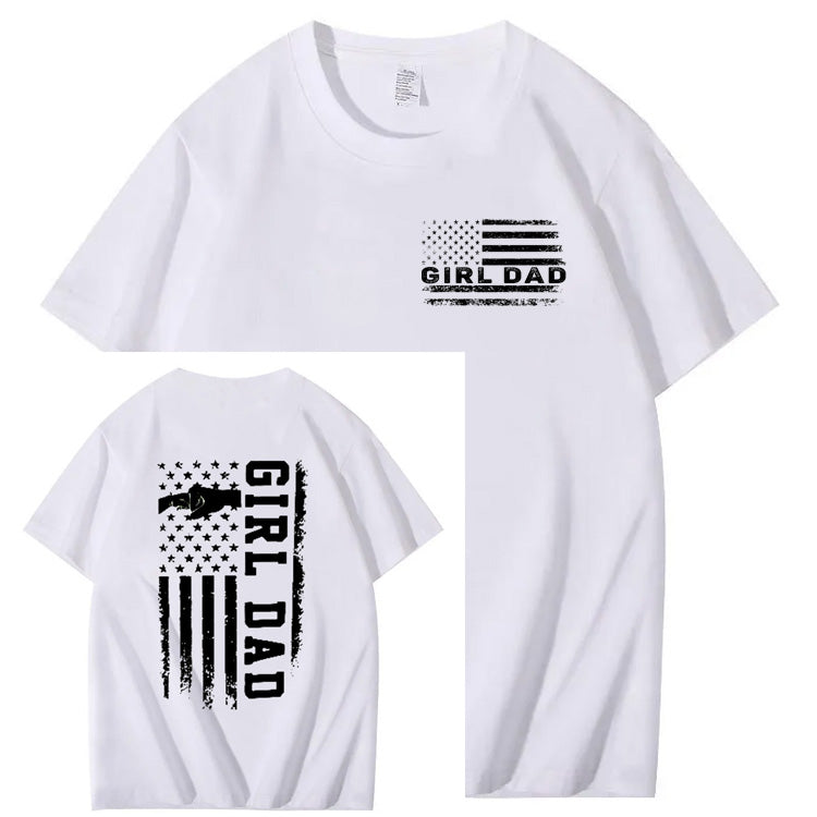 Girl Dad Pattern Print 100%Cotton T-Shirt