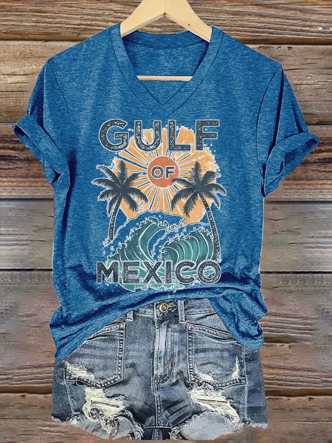 Women's Retro Gulf of Mexico Print T-Shirt