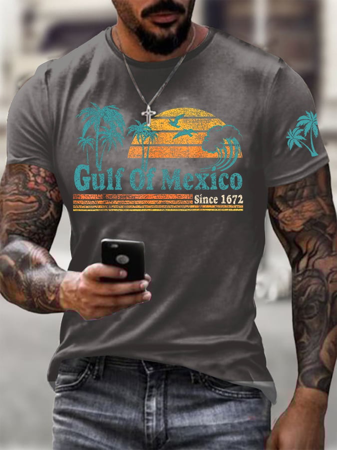 Men's Gulf Of Mexico Printed Round Neck T-Shirt