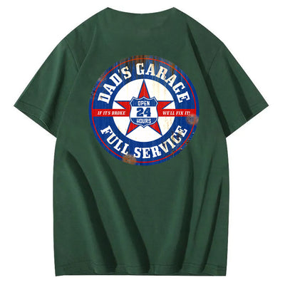 Dad's Garage Full Service If It's Broke We'll Fix It Printed Men's T-shirt