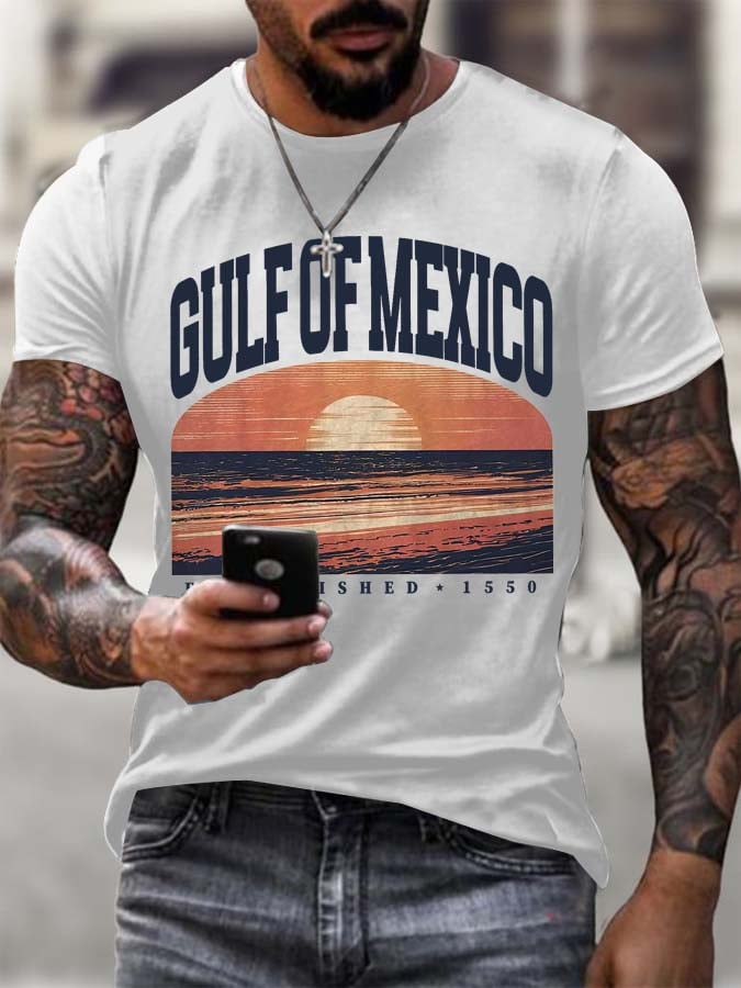 Men's Gulf Of Mexico Printed Round Neck T-Shirt