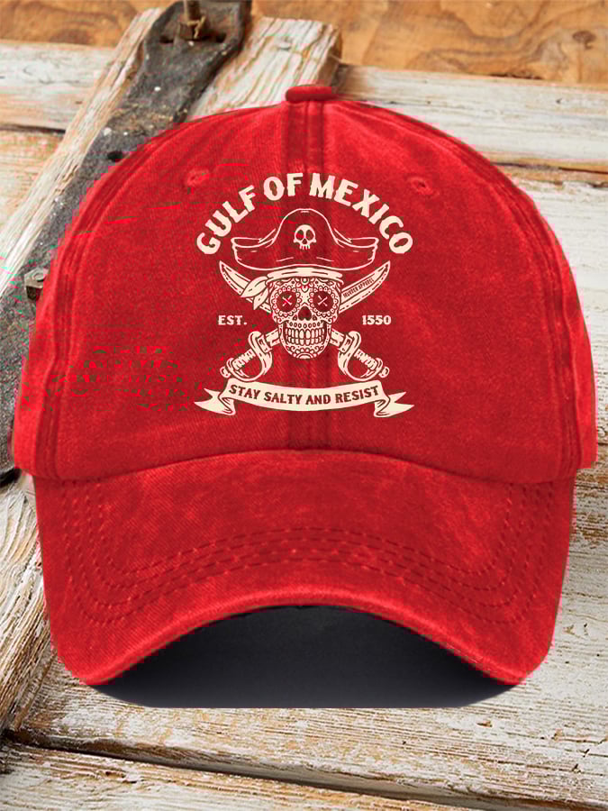 Retro Gulf Of Mexico Est 1550 Stay Salty And Resist Printed Baseball Cap