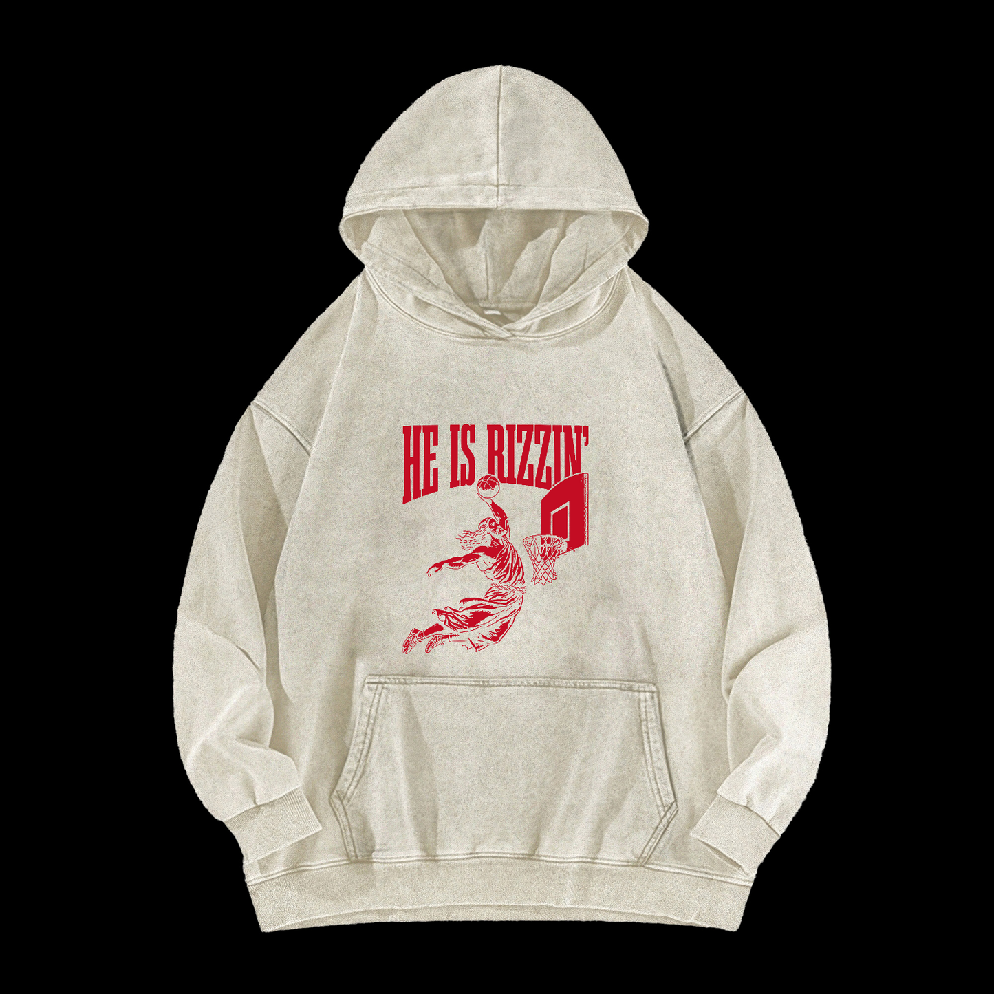 He Is Rizzin' Washed Hoodie