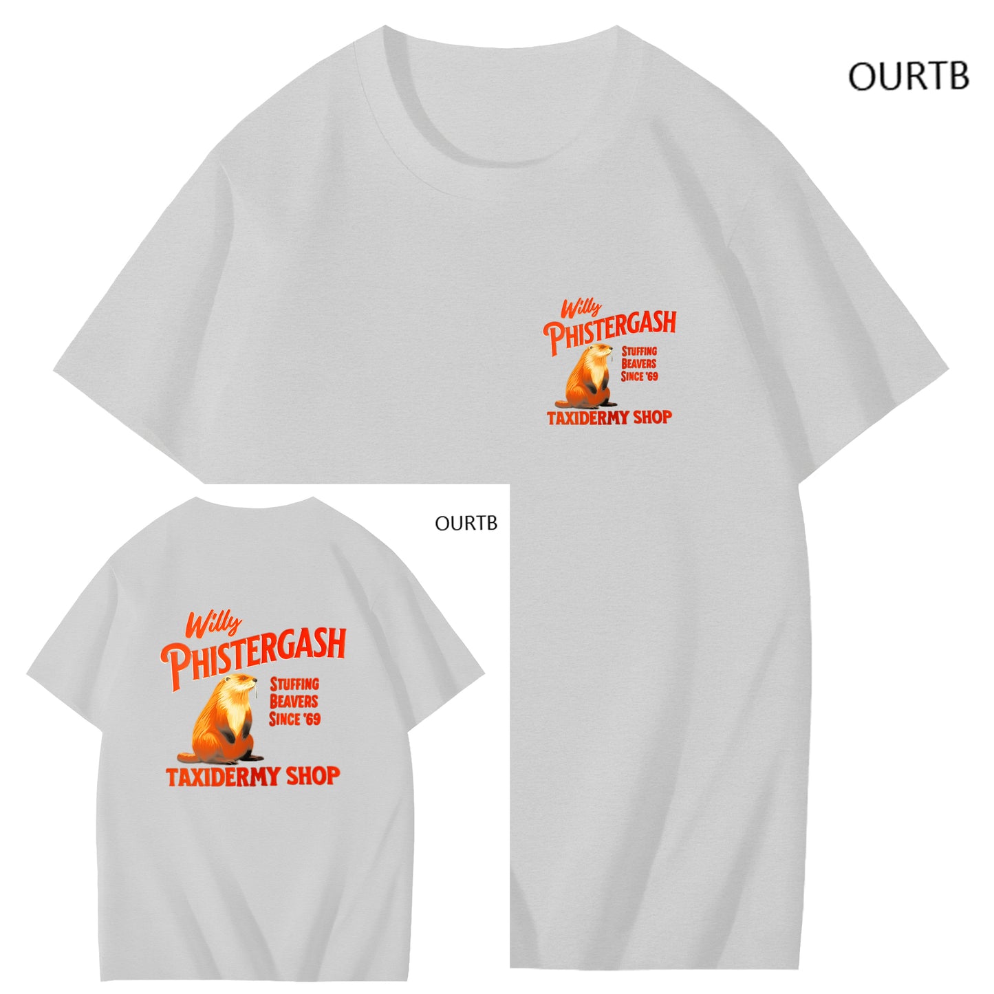 Willy Phistergash Stuffing Beavers Since'69 Taxidermy Shop Art Pattern Print T-Shirt